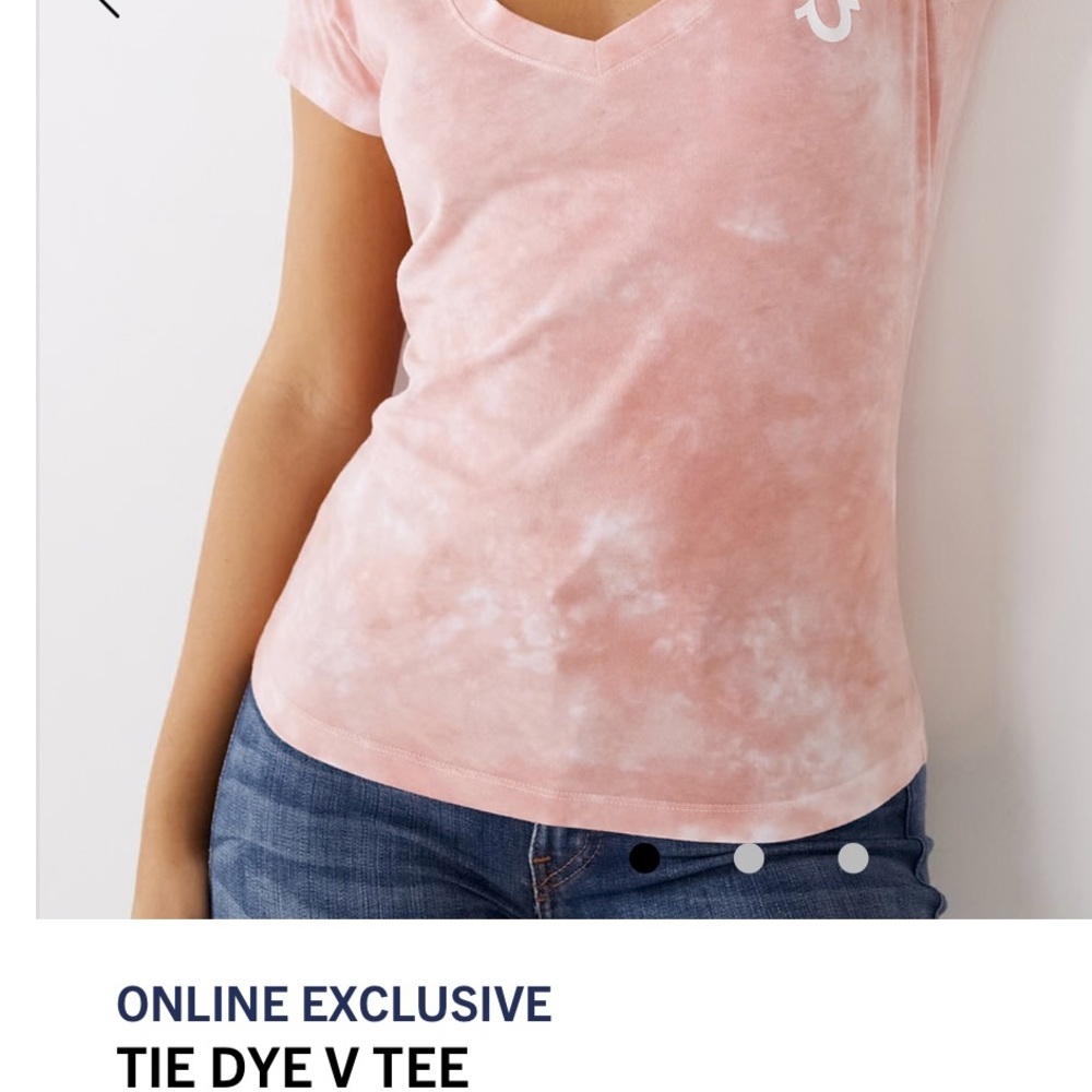 True Religion Light Pink Tie Dye V-Neck Tee